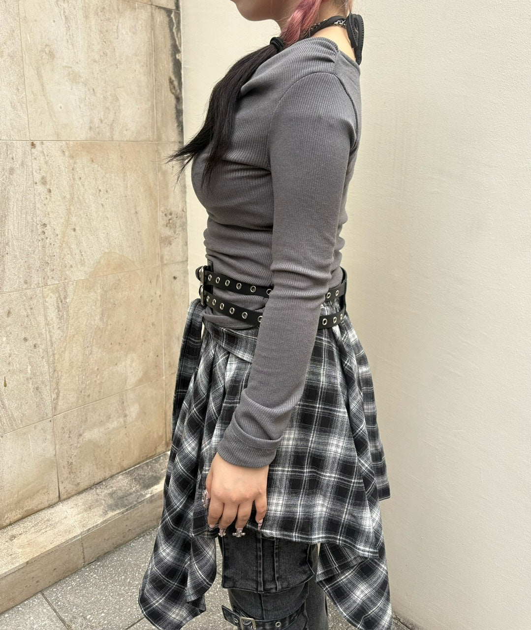 仙台に着画お願いしている。【Never mind the XU】loose fit long sleeve / 【ネバーマインドザエックスユー】ルーズフィットプリント長袖Tシャツ (3color)