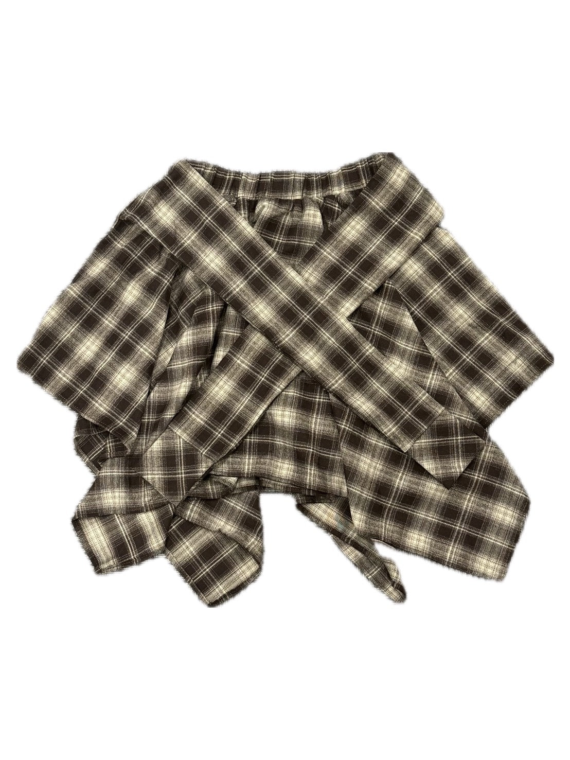 【Never mind the XU】wrap check skirt / 【ネバーマインドザエックスユー】ラップチェックスカート (2color)