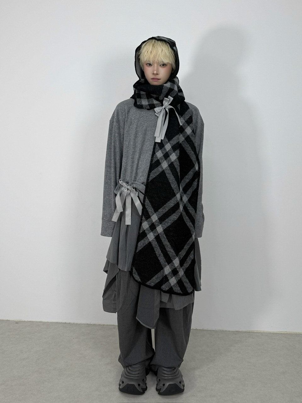 国際配送【Nerd out XU】knit hood muffler / 【ナードアウトエックスユー】ニットフードマフラー (2color)