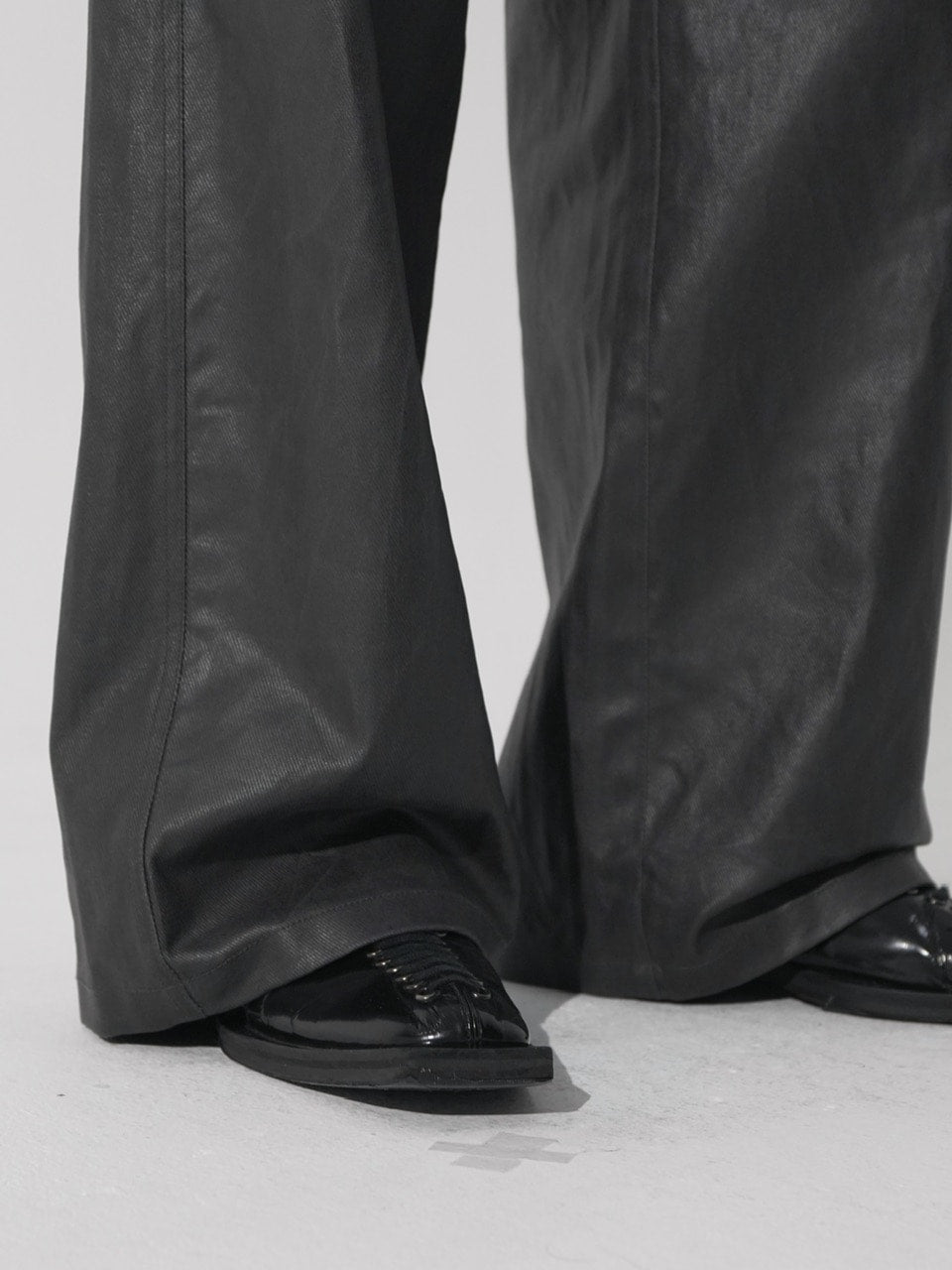 【CS】coated wide denim pants(dark gray)