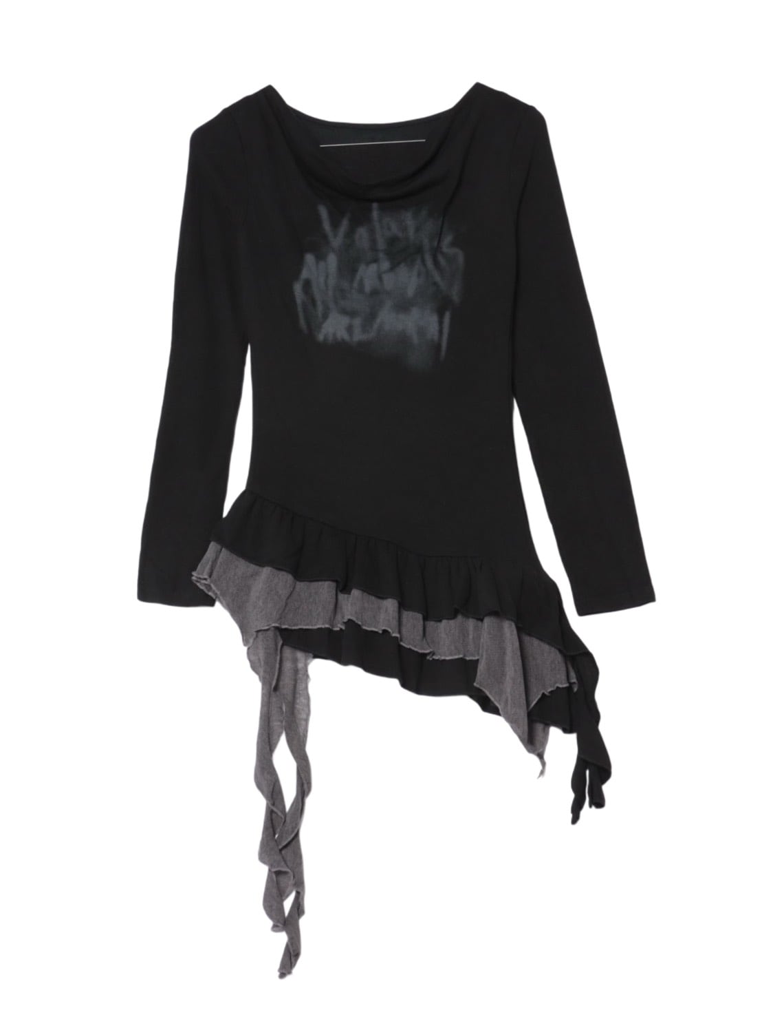 【Never mind the XU】tie set layered long sleeve / 【ネバーマインドザエックスユー】タイセットレイヤード長袖トップス (2color)