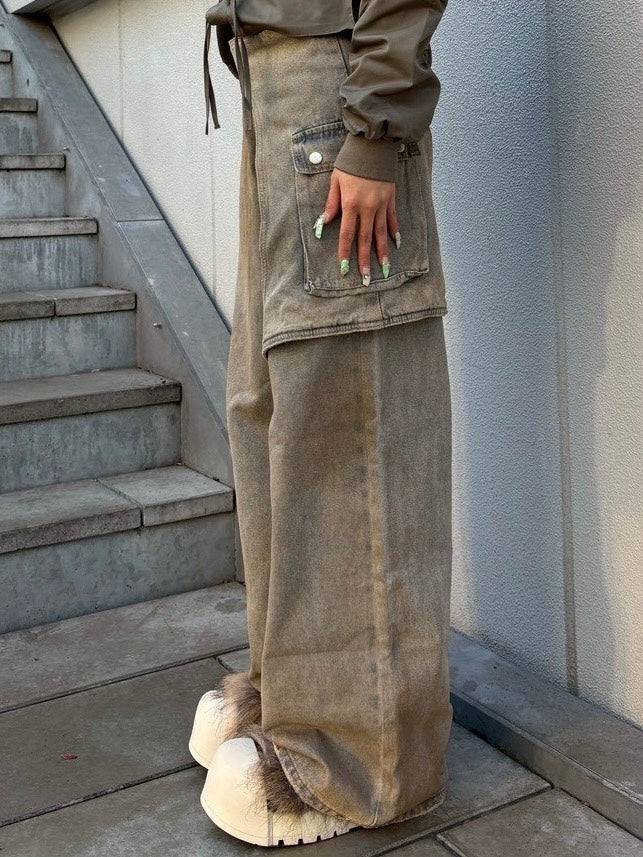 【Never mind the XU】wrap denim pants / 【ネバーマインドザエックスユー】ラップデニムパンツ