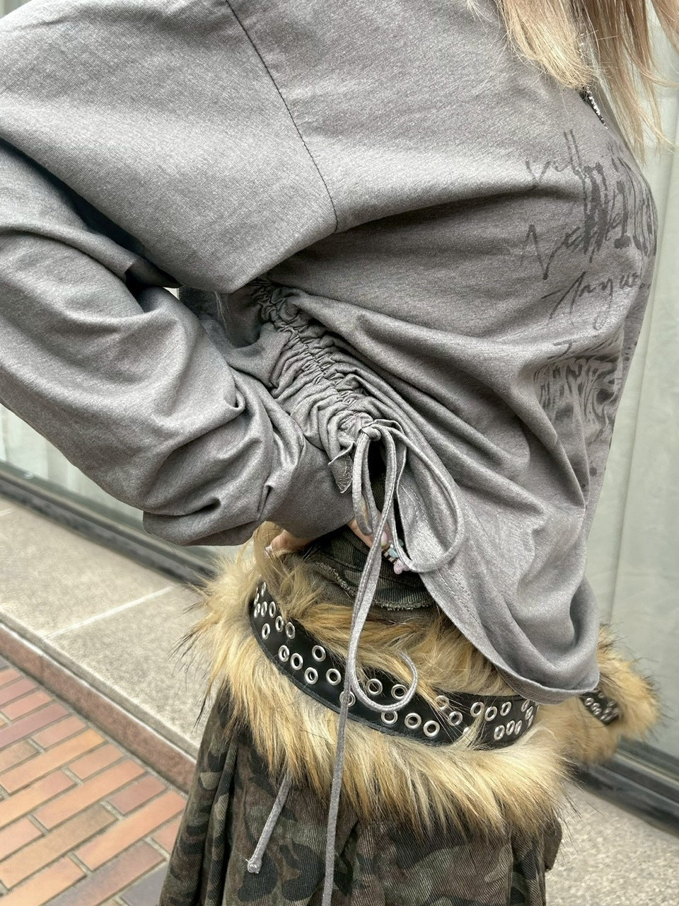 【Never mind the XU】one shoulder long sleeve / 【ネバーマインドザエックスユー】ワンショルダー長袖Tシャツ (2color)