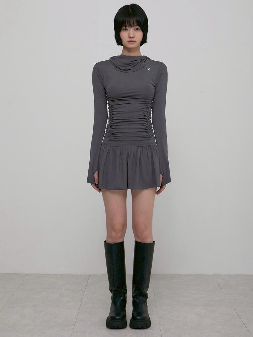 【FLAREUP】Hooded High Neck Long Dress / 【フレアアップ】フードハイネックロングドレス