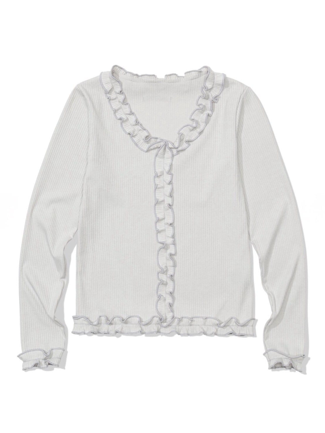 12/21 20:00 再販【Uglyshadow】RUFFLE RIBBED T-SHIRT