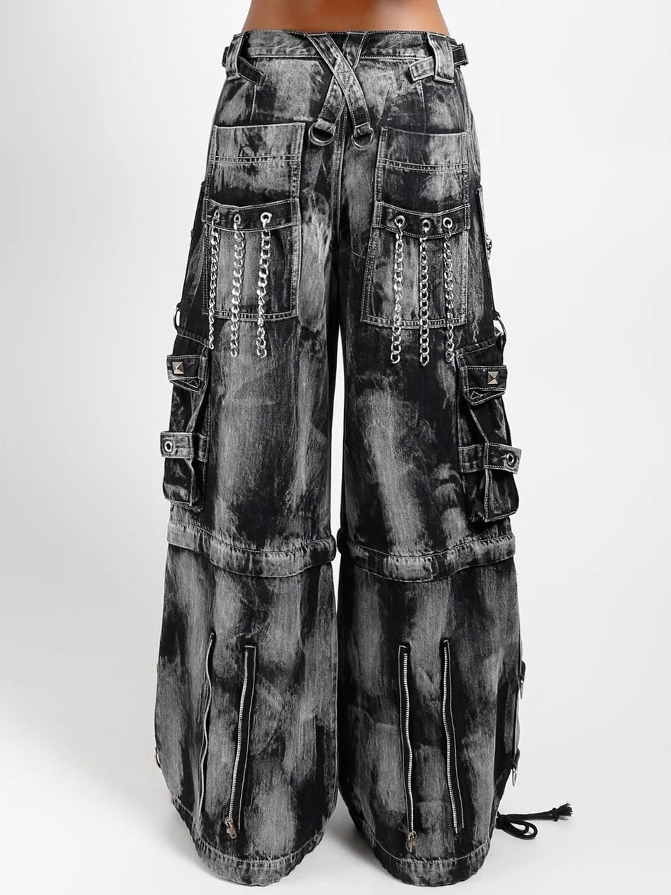 【TRIPP nyc】LOCK UP DENIM PANT[JM7152M] / 【トリップ ニューヨーク 】ボンテージストラップタイダイウォッシュワイドデニムパンツ