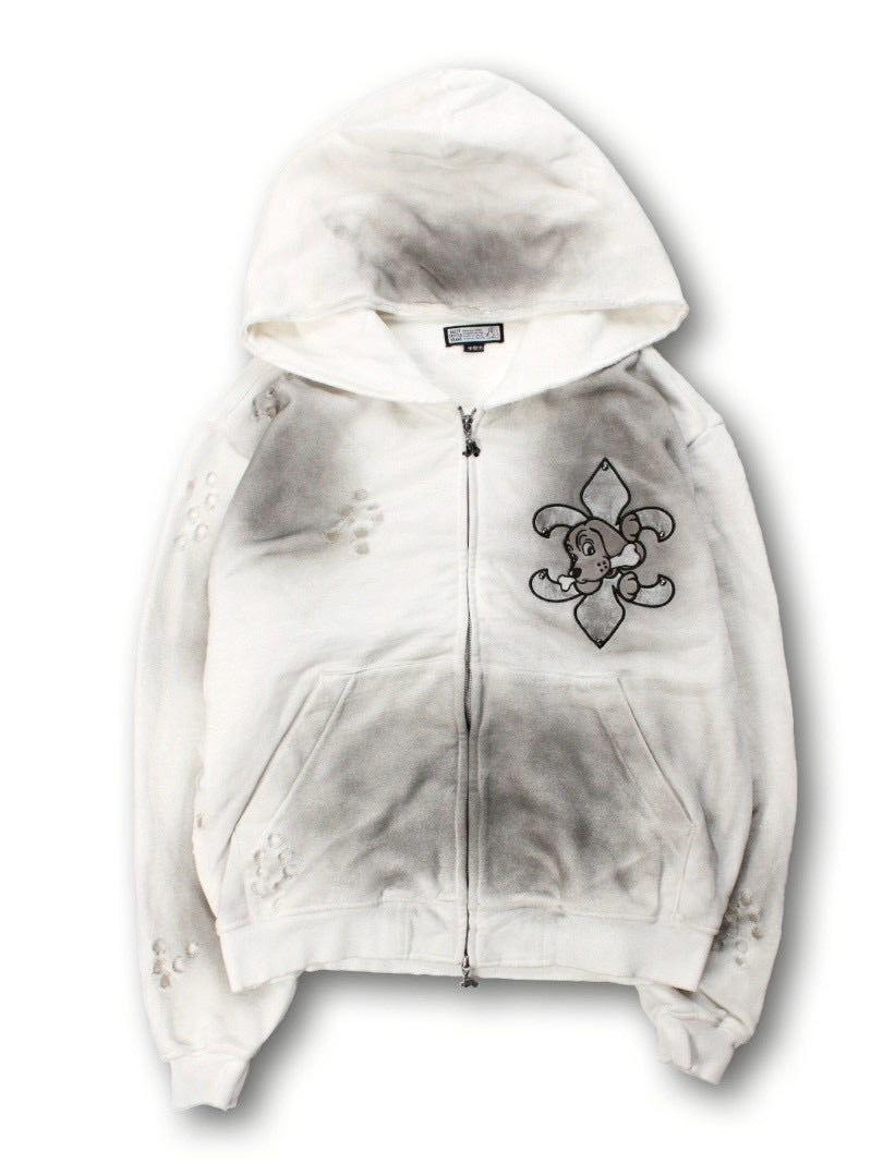 【GALFY】ぼろぼろロゴ百合の紋パーカー