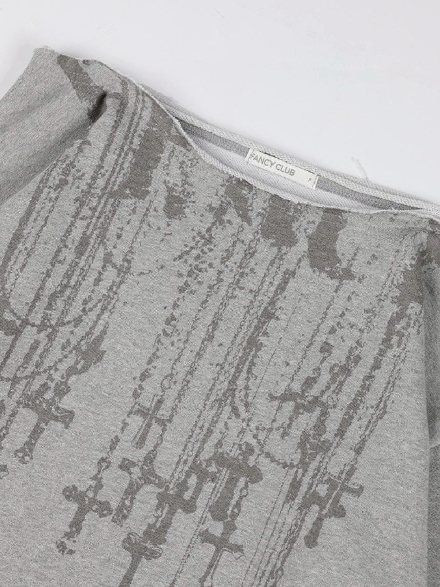 【FANCY CLUB】NECKLISS ONE-SHOULDER SWEATSHIRT / 【ファンシークラブ】ネックレスワンショルダースウェット長袖Tシャツ "