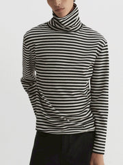 【DNSR】Textured Stripe Turtleneck Long Sleeve
