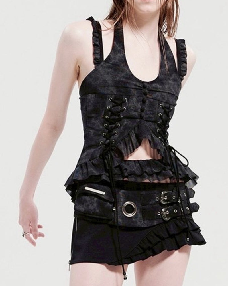 【HOLY NUMBER 7】open shirring sleeveless top