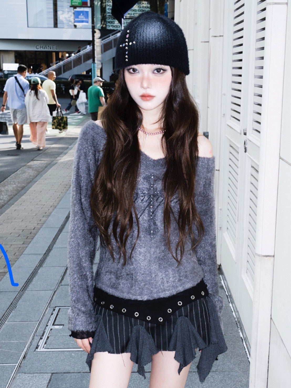 1/2 20:00発売【CHERRYQUIRI】eyelet unbal ruffle sk