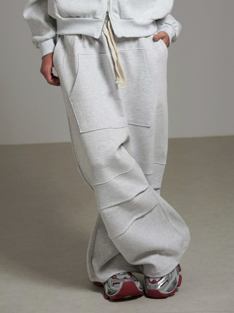 受注制【Chikashitsu +】heavy weight cotton design sweat pants / 【チカシツプラス】ヘビーウェイトコットンデザインスウェットパンツ (3color)