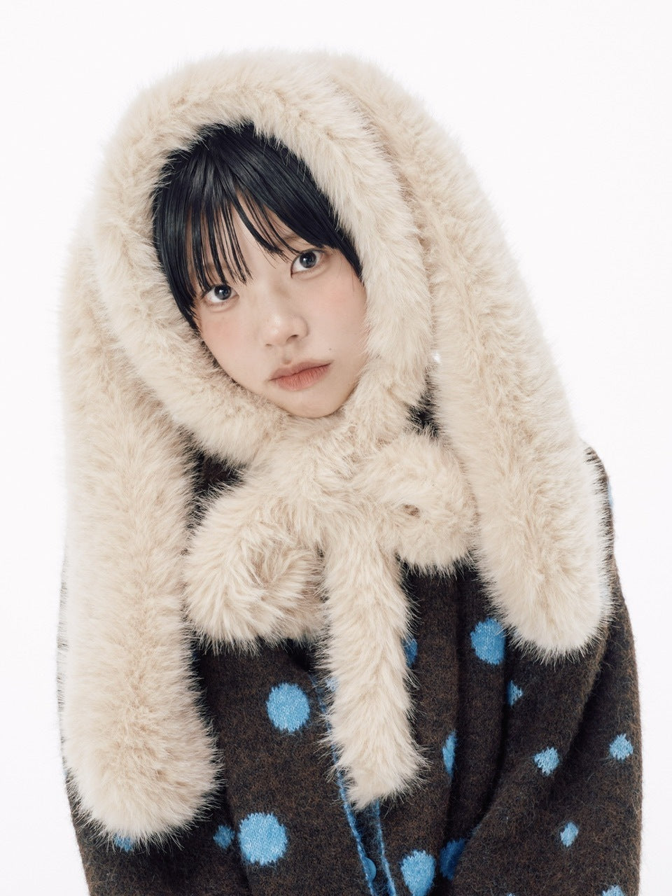 国際配送【Nerd out XU】rabbit ears fur baraclava / 【ナードアウトエックスユー】ラビットイヤーファーバラクラバ (2color)