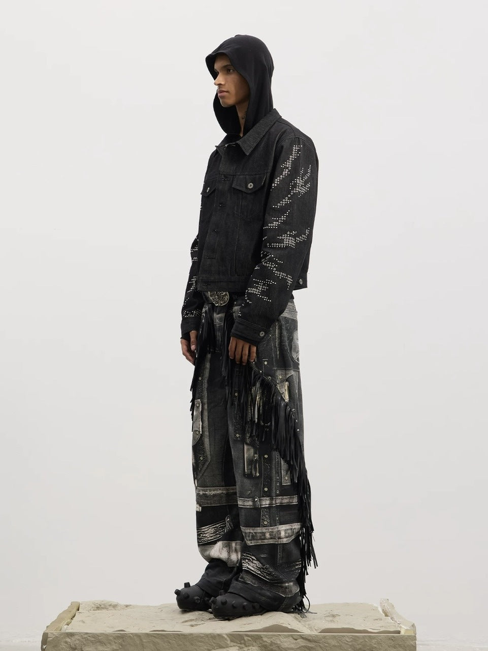 【DND4DES】Double Gun Tassel Full Printed Pants /【ディーエヌエスアール】 タッセルチェーンプリントデニムパンツ