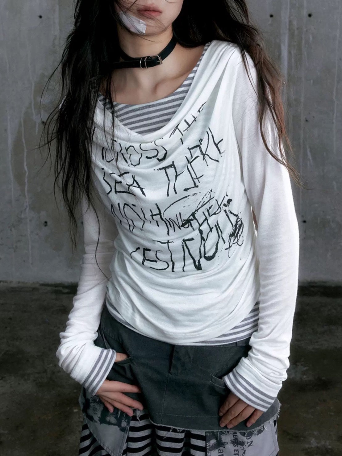 【Cest Nous】Border Patchwork T-Shirt