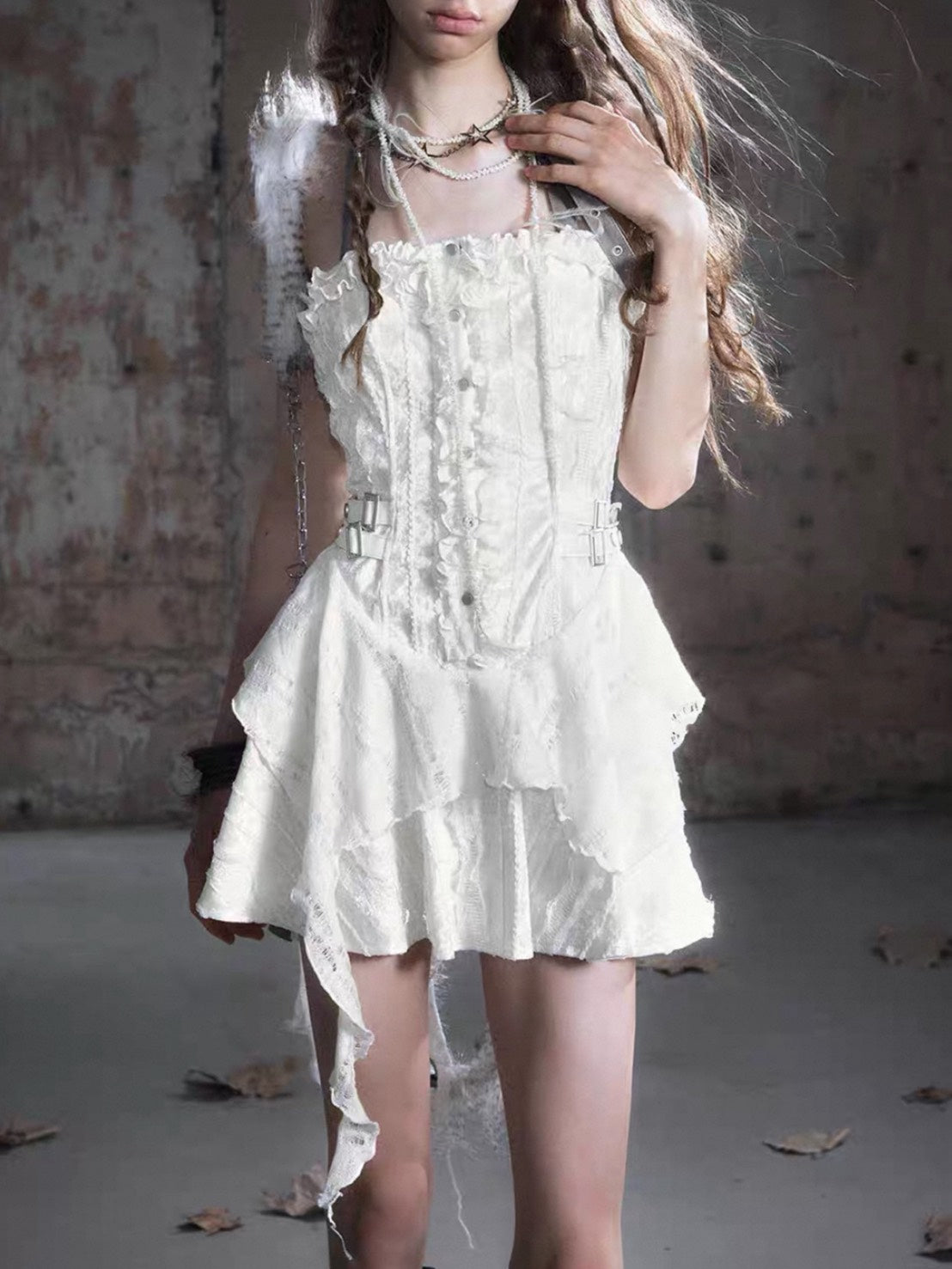 【Cest Nous】Belted Halter Dress / 【セヌー】ベルトホルターフリルワンピース