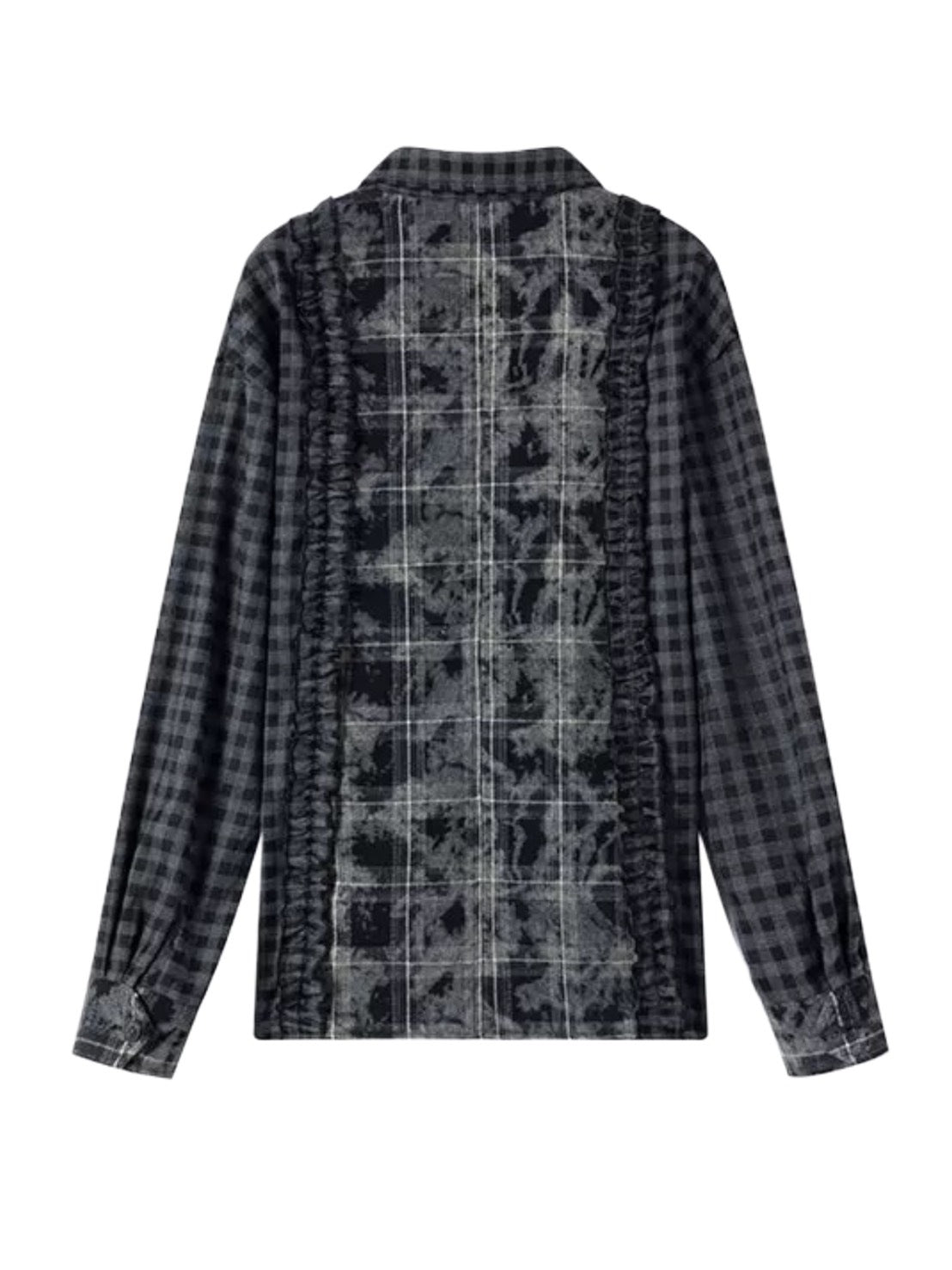 【Cest Nous】Plaid Patchwork Blouse / 【セヌー】パッチワークフリルシャツ