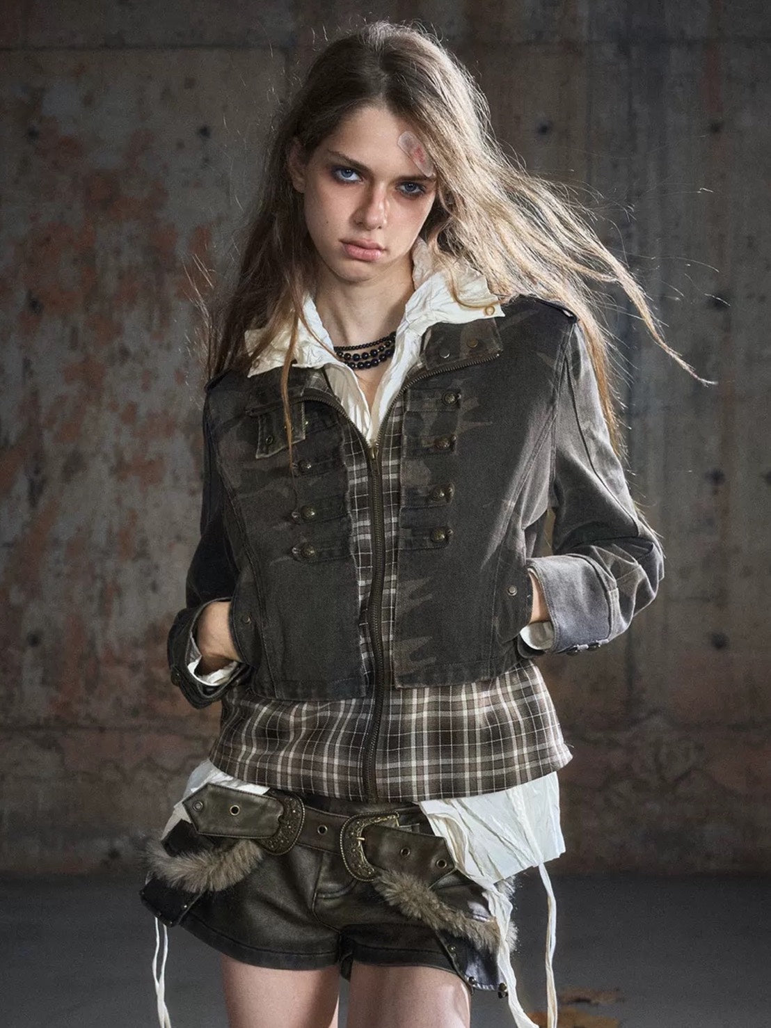 【Cest Nous】Baroque Jacket / 【セヌー】ハイネックバロックジップアップデニムジャケット