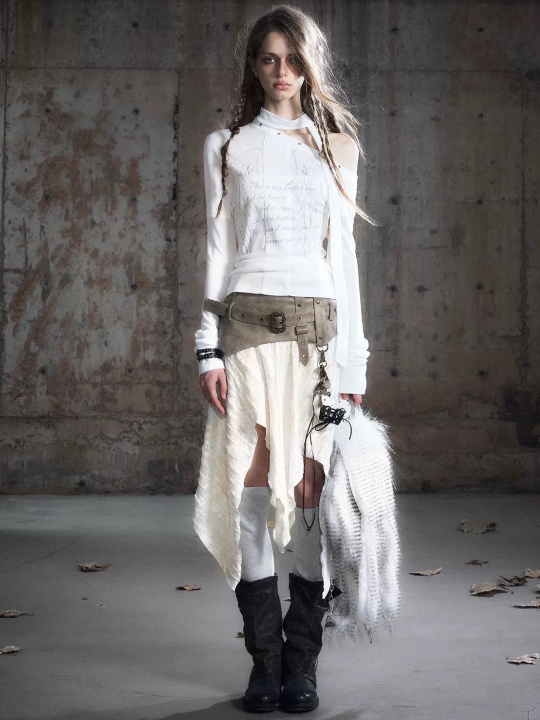 【Cest Nous】Belted Plaid Skirt / 【セヌー】ベルトアシンメトリースカート