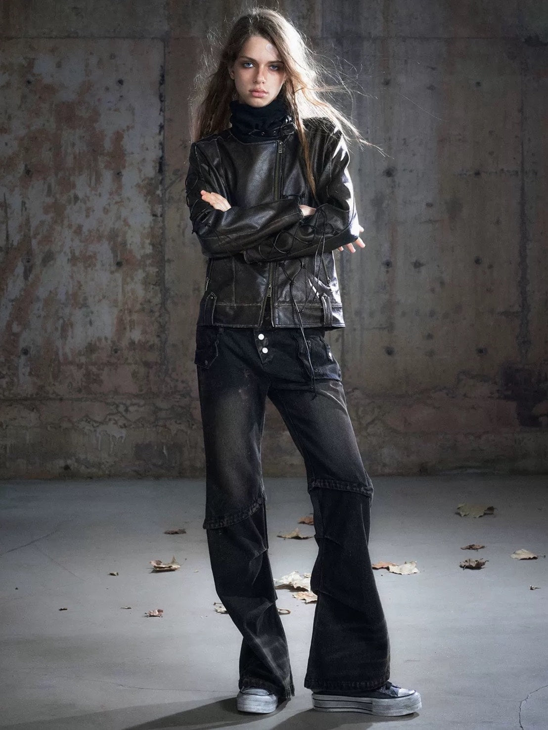 【Cest Nous】Dirty Wash Double Waist Jeans / 【セヌー】ダーティーウォッシュダブルウエストデニムパンツ"