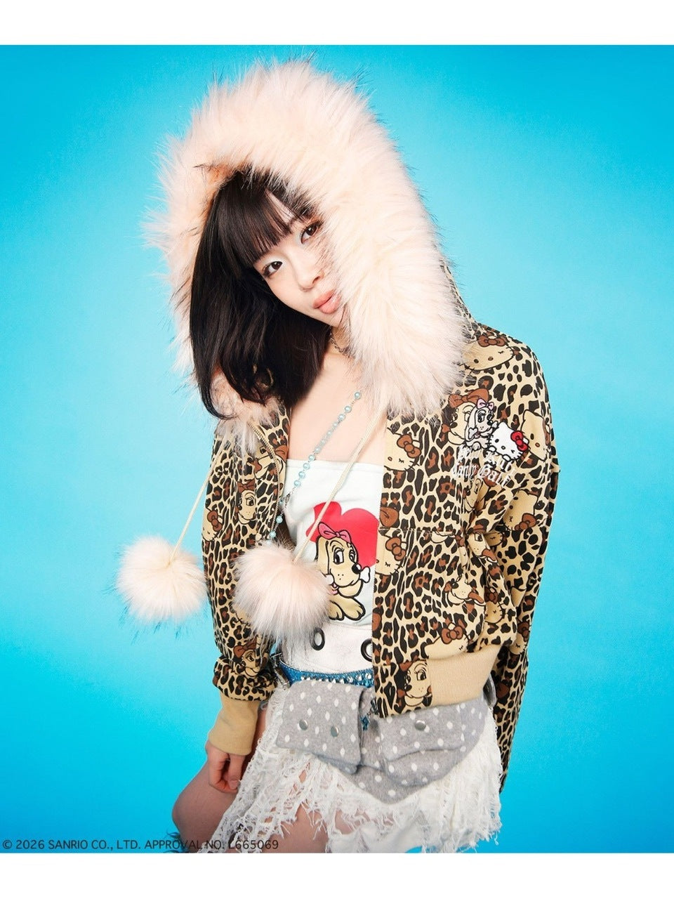 【GALFY×KITTY】鬼ギャルパーカー / 【ガルフィー×キティー】総柄猫耳ファー付きジップアップパーカー