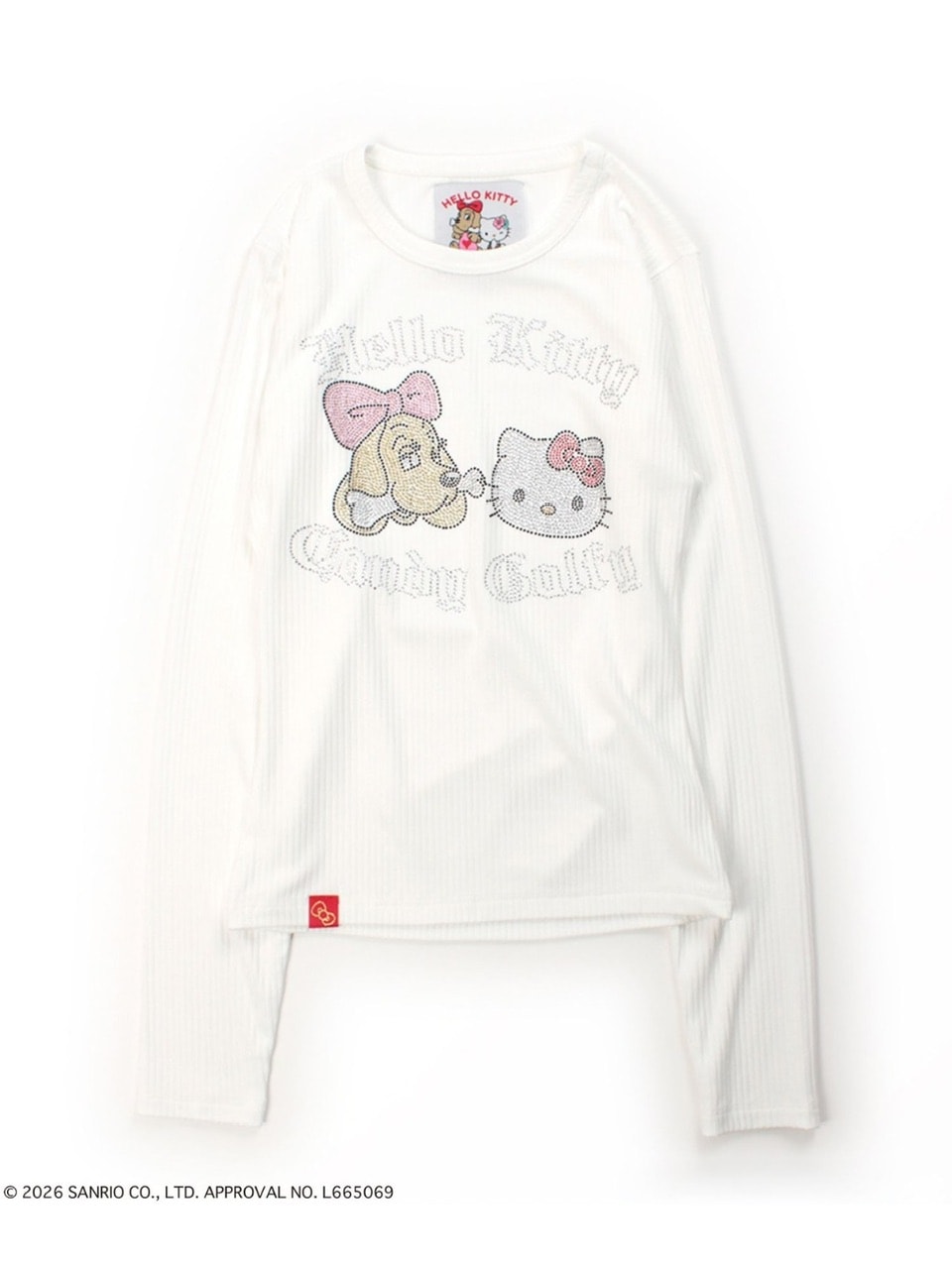 【GALFY×KITTY】キラキラキティガルTee / 【ガルフィー×キティー】ラインストーンシースルー長袖Tシャツ