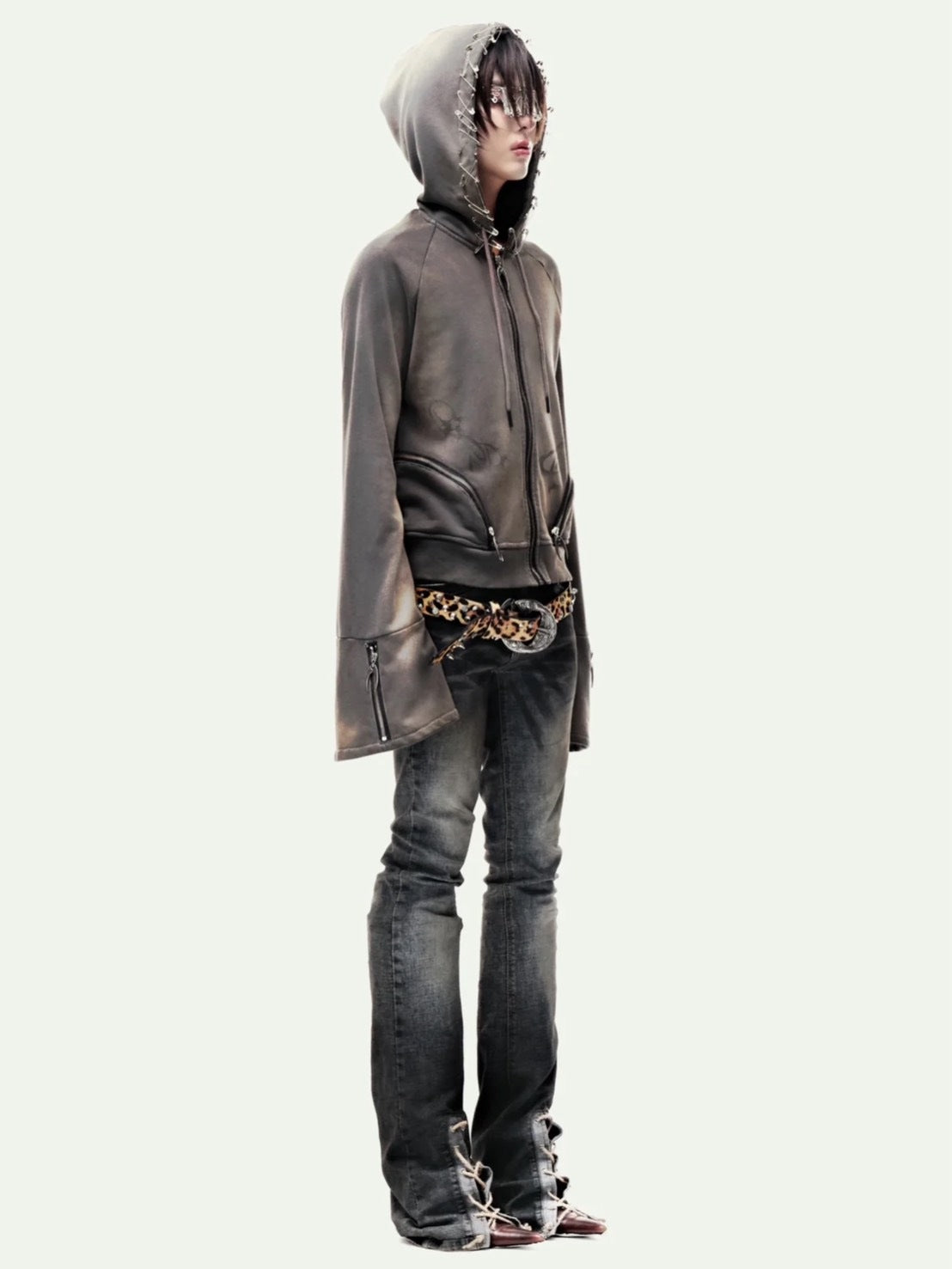 【Cozy world Wide】Cozy waxed brown zip up hoodie