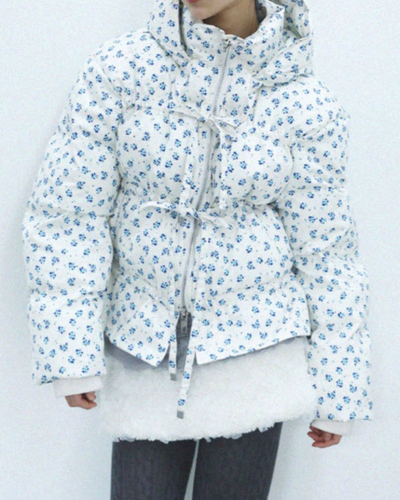 12/21 20:00 発売【Uglyshadow】FLOWER RIBBON PADDING JUMPER