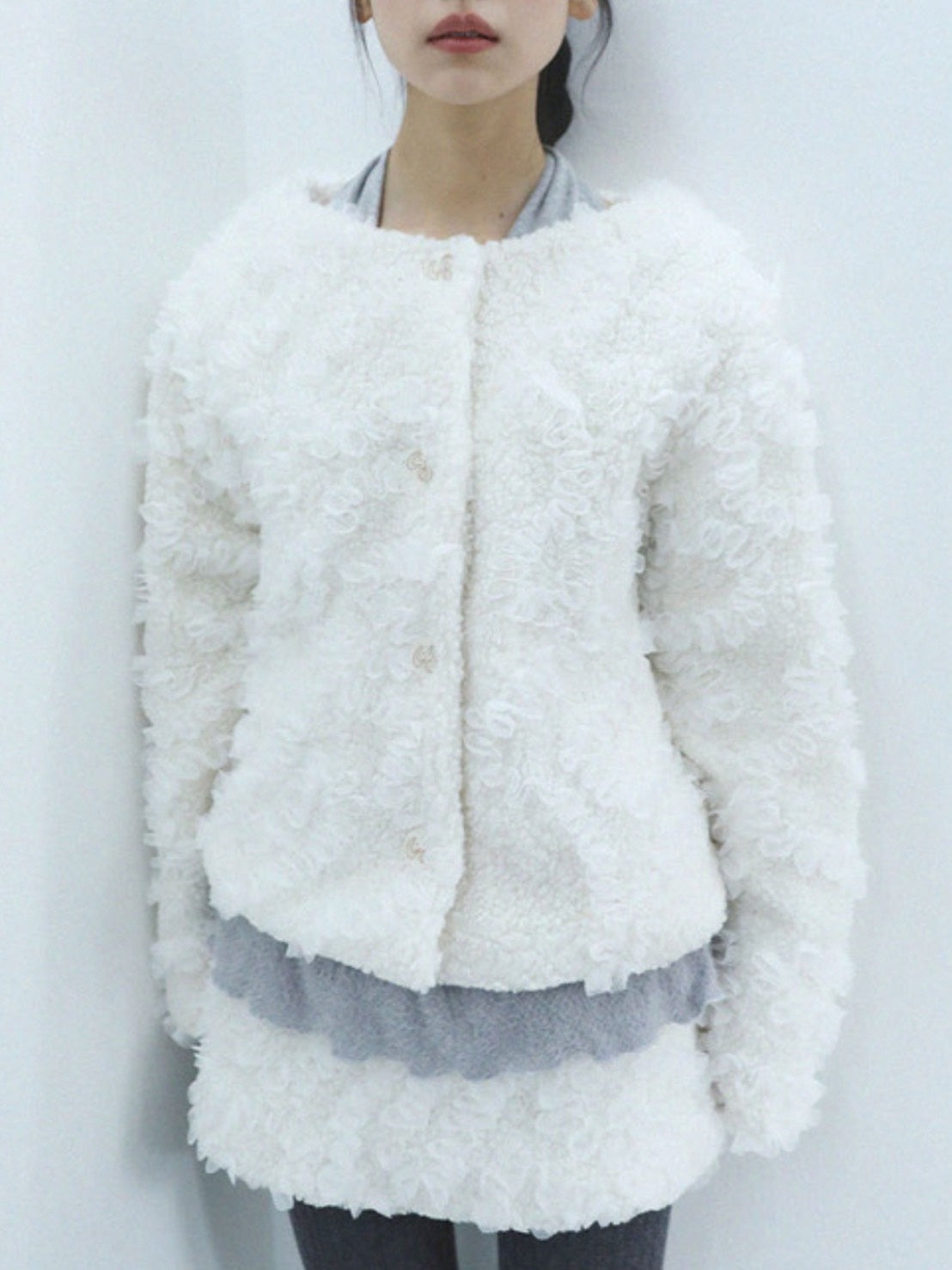 12/21 20:00 発売【Uglyshadow】RUFFLED FUR JACKET