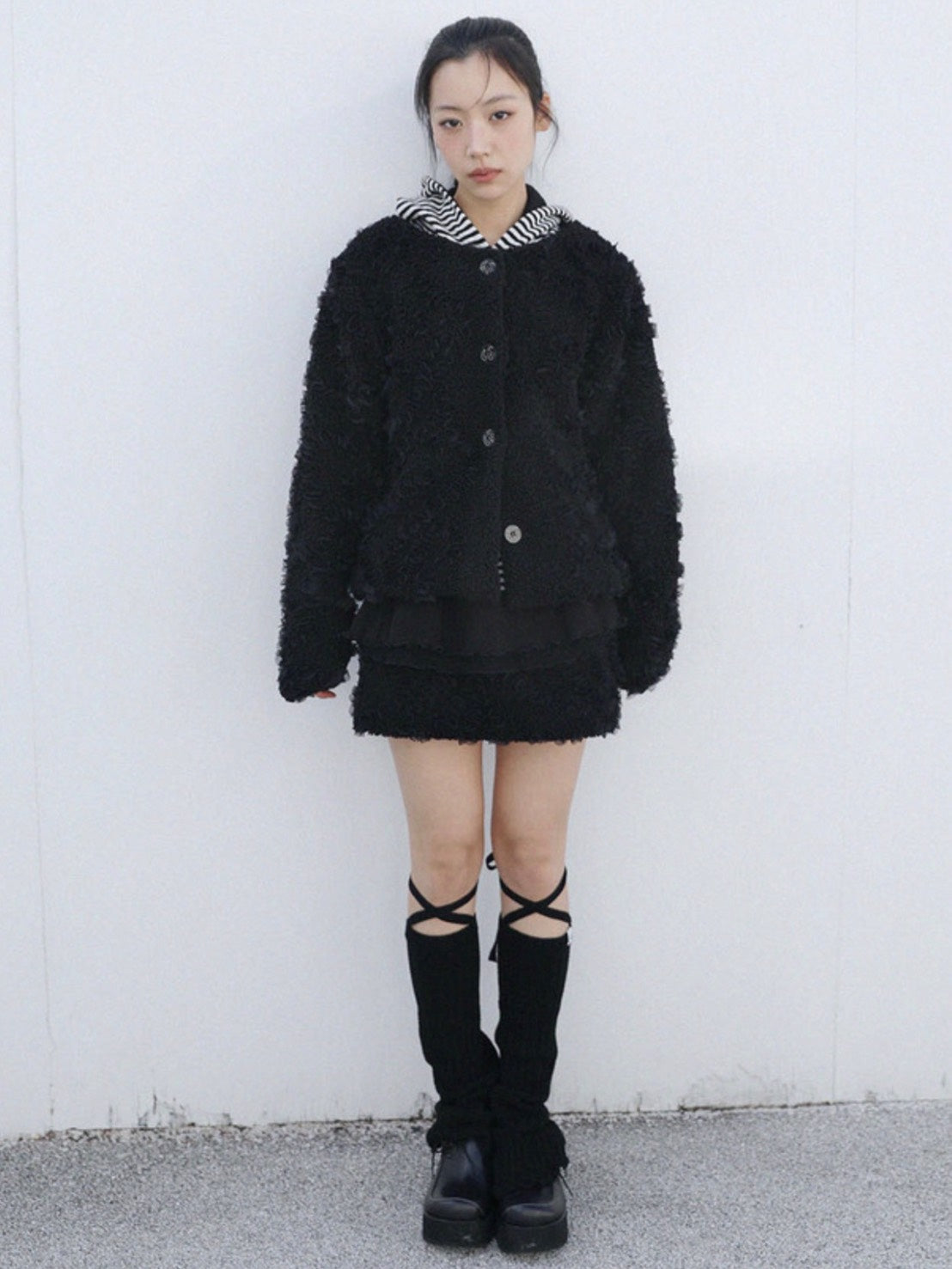 12/21 20:00 発売【Uglyshadow】LACE LONG KNIT WARMER