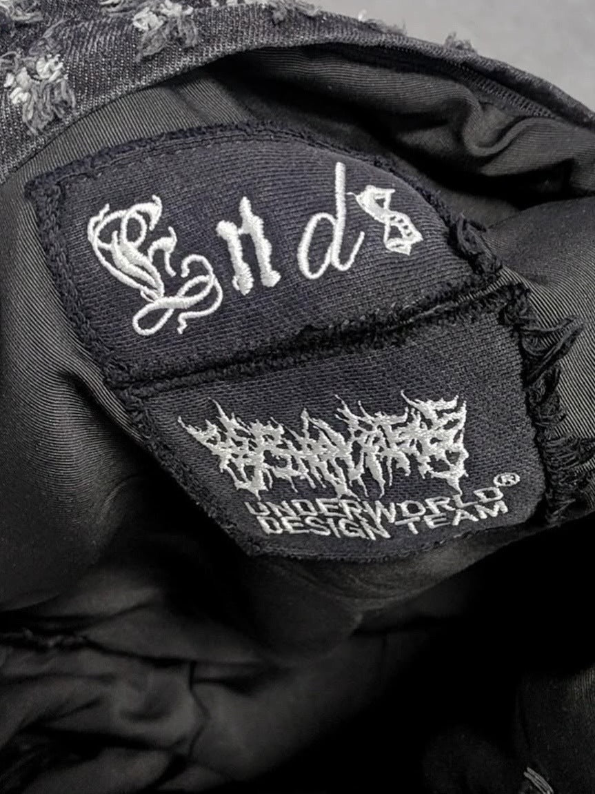 【Reckless Scholars】CAMMO TRASHED STUDDED BACKPACK / 【レックレス スカラーズ】トラッシュスタッズバックパック