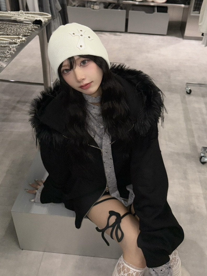 受注制【nmtc +】simple fur zip up hoodie 【エヌエムティーシープラス】シンプルファージップアップフーディ (2color)