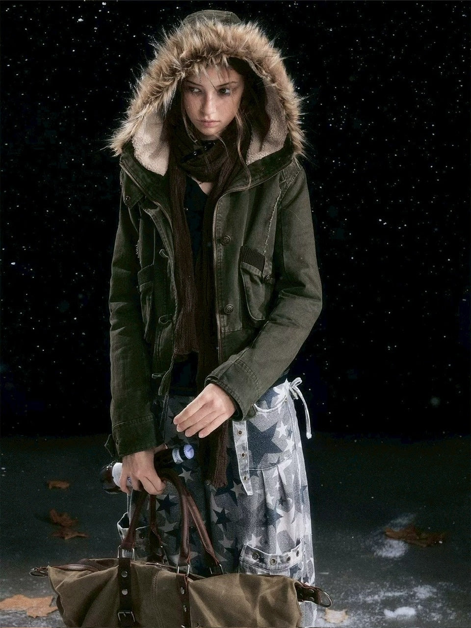 【Cest Nous】Military green washed jacket / 【セヌー】ファーフードミリタリージャケット