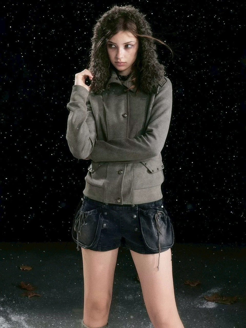 【Cest Nous】Bloom-style denim shorts / 【セヌー】レースアップリベットショートデニムパンツ