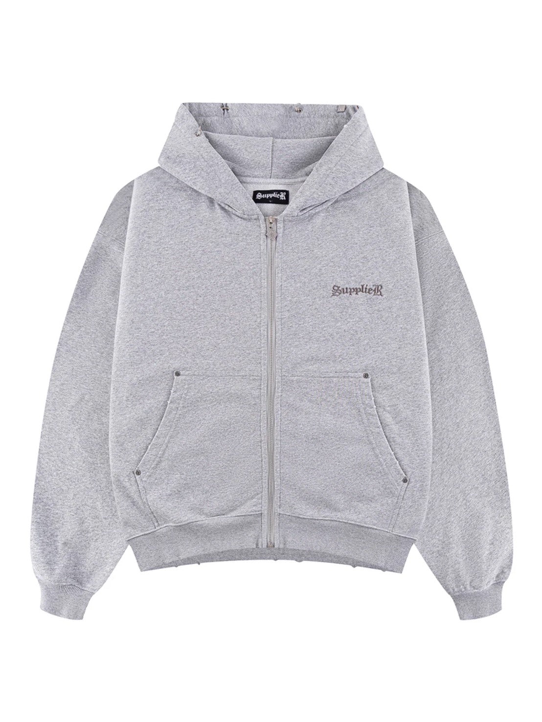 【SUPPLIER】Pierced Tribal Cross Zip Hoodie