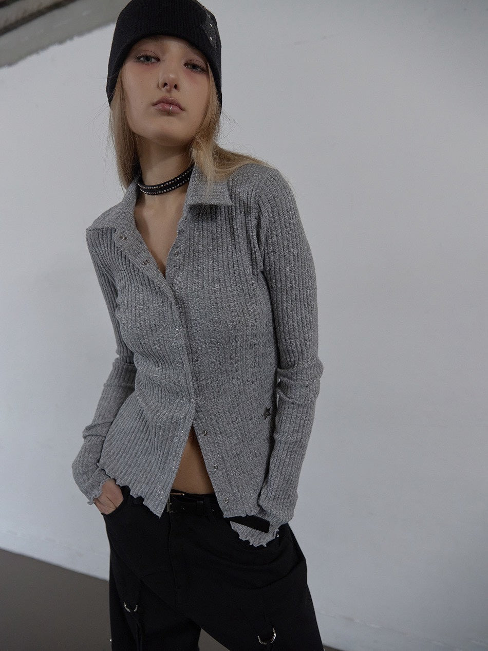 【SETUP‐EXE】SNAP GOLGI SHIRT / 【セットアップエグゼ】ボタンニット長袖シャツ