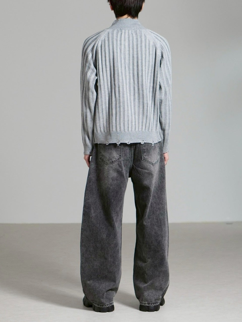 受注制【Chikashitsu +】contrast rib zip up knit / 【チカシツプラス】コントラストリブジップアップニット (2color)