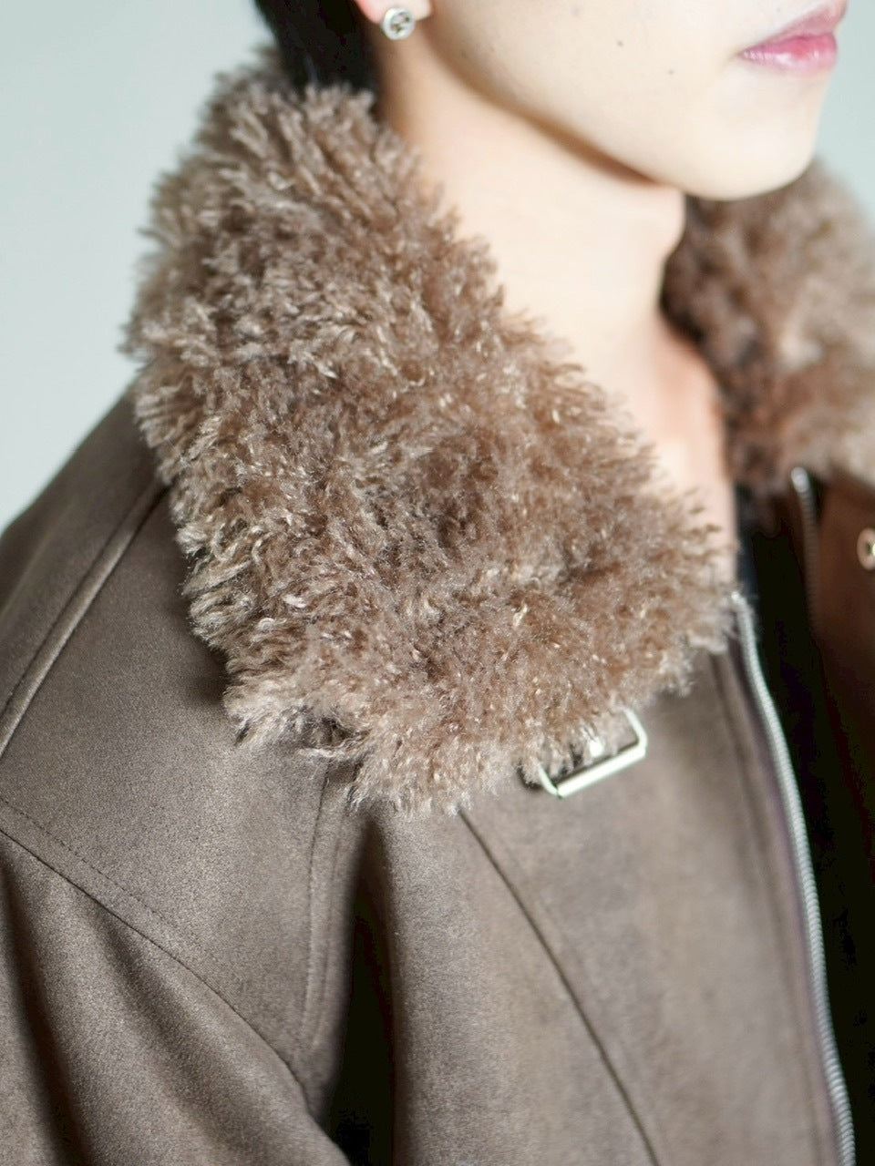 受注制【Chikashitsu +】boa collar suede padding blouson / 【チカシツプラス】ボア襟スエードパディングブルゾン (2color)