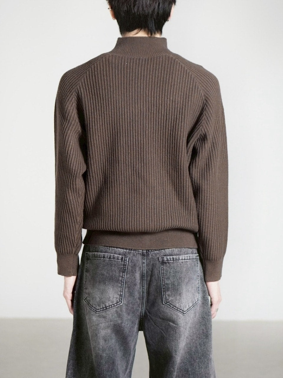 受注制【Chikashitsu +】shoulder zipper rib knit / 【チカシツプラス】ショルダージッパーリブニット (3color)