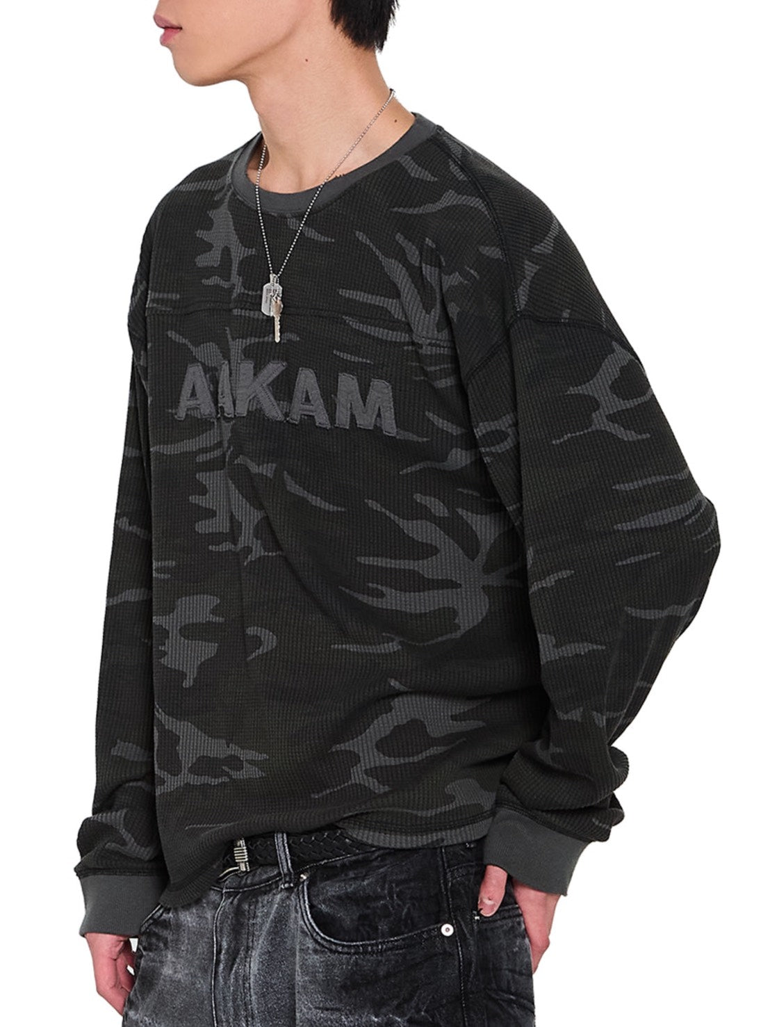 【AAKAM】Waffle Camouflage Long Sleeve