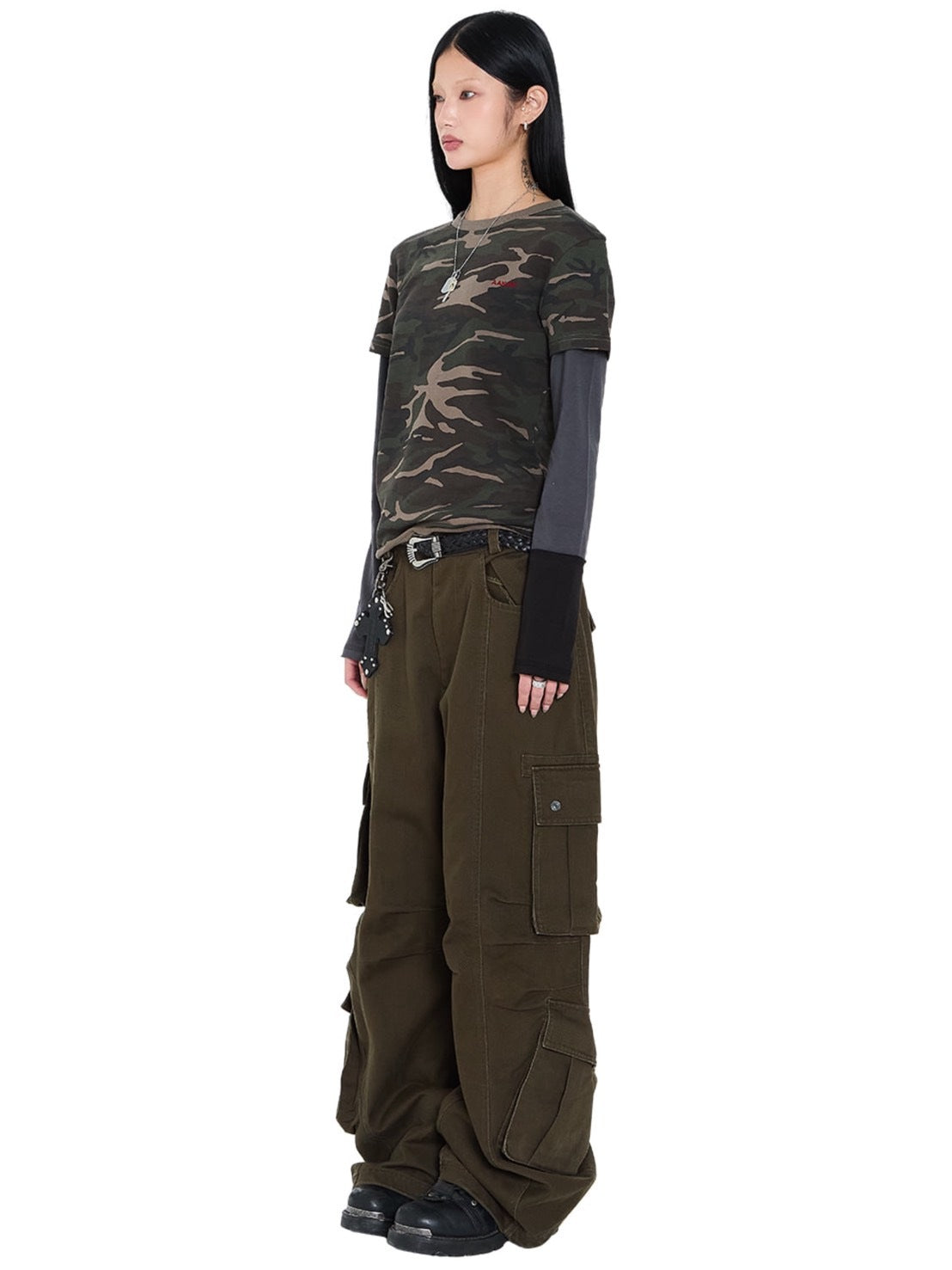 【AAKAM】Camouflage layered Long Sleeve