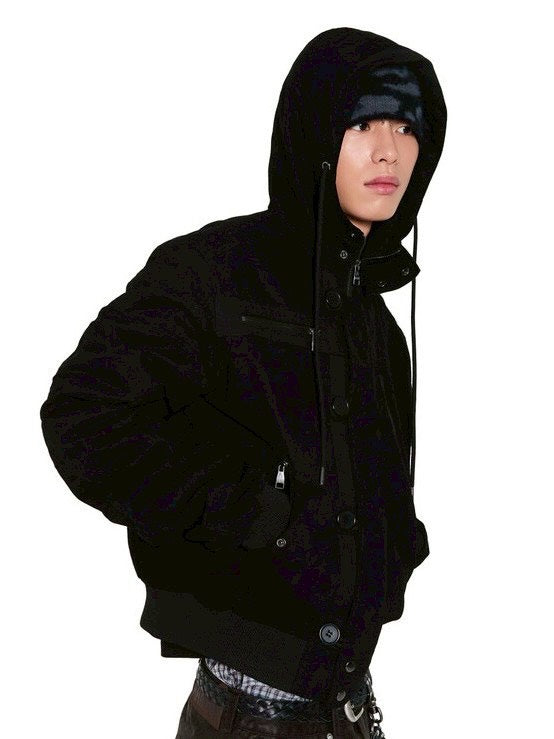 【AAKAM】Button Placket Cotton Ma-1 Jacket