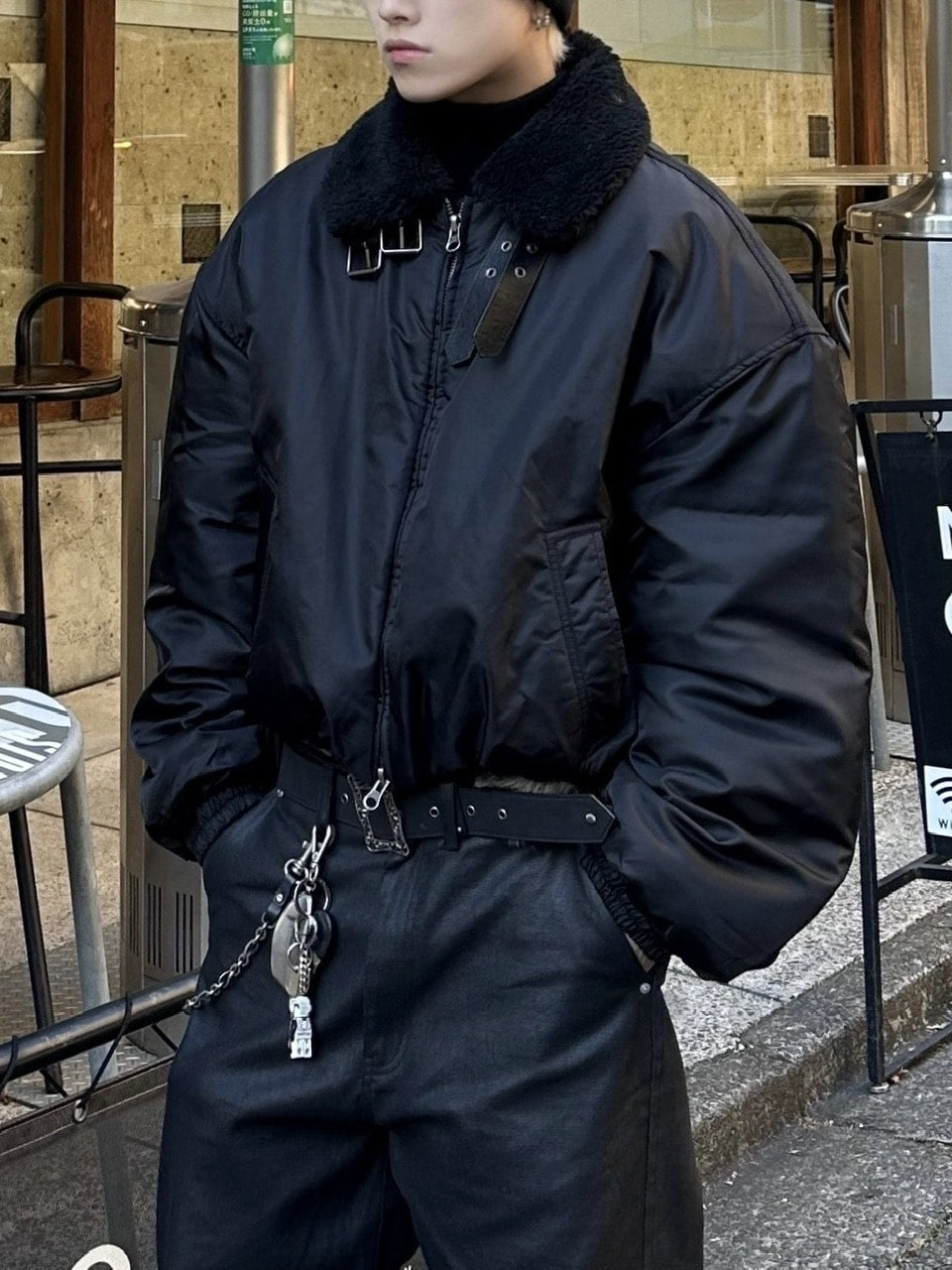 大阪店WEB限定受注制【Chikashitsu +】cropped mouton bomber jacket / 【チカシツプラス】クロップドムートンボンバージャケット