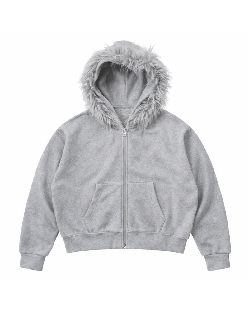 受注制【LUV CODE】fur zip up hoodie (2color)