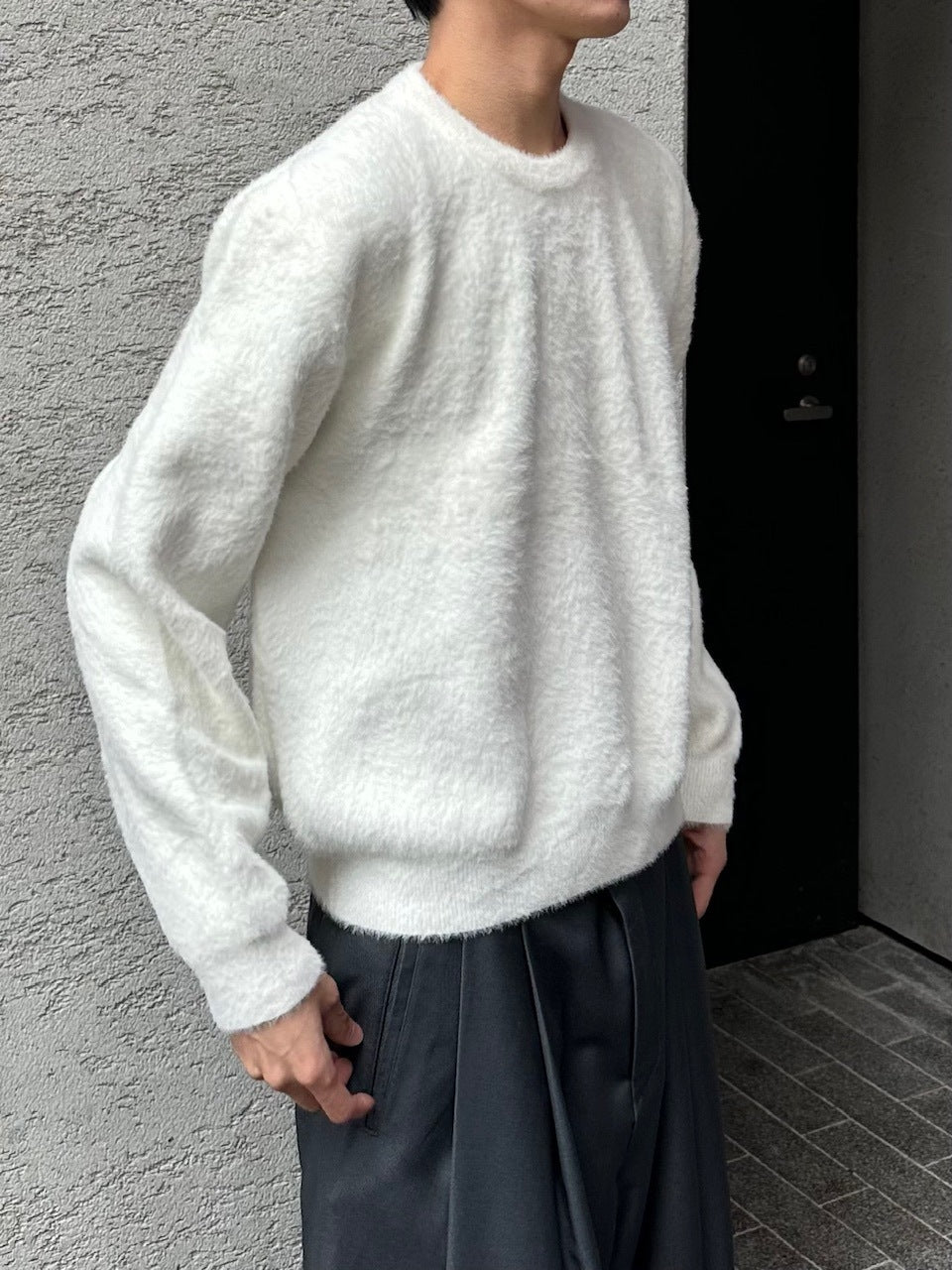 大阪店WEB限定受注制【Chikashitsu +】cropped hairy knit / 【チカシツプラス】クロップドヘアリーニット (3color)
