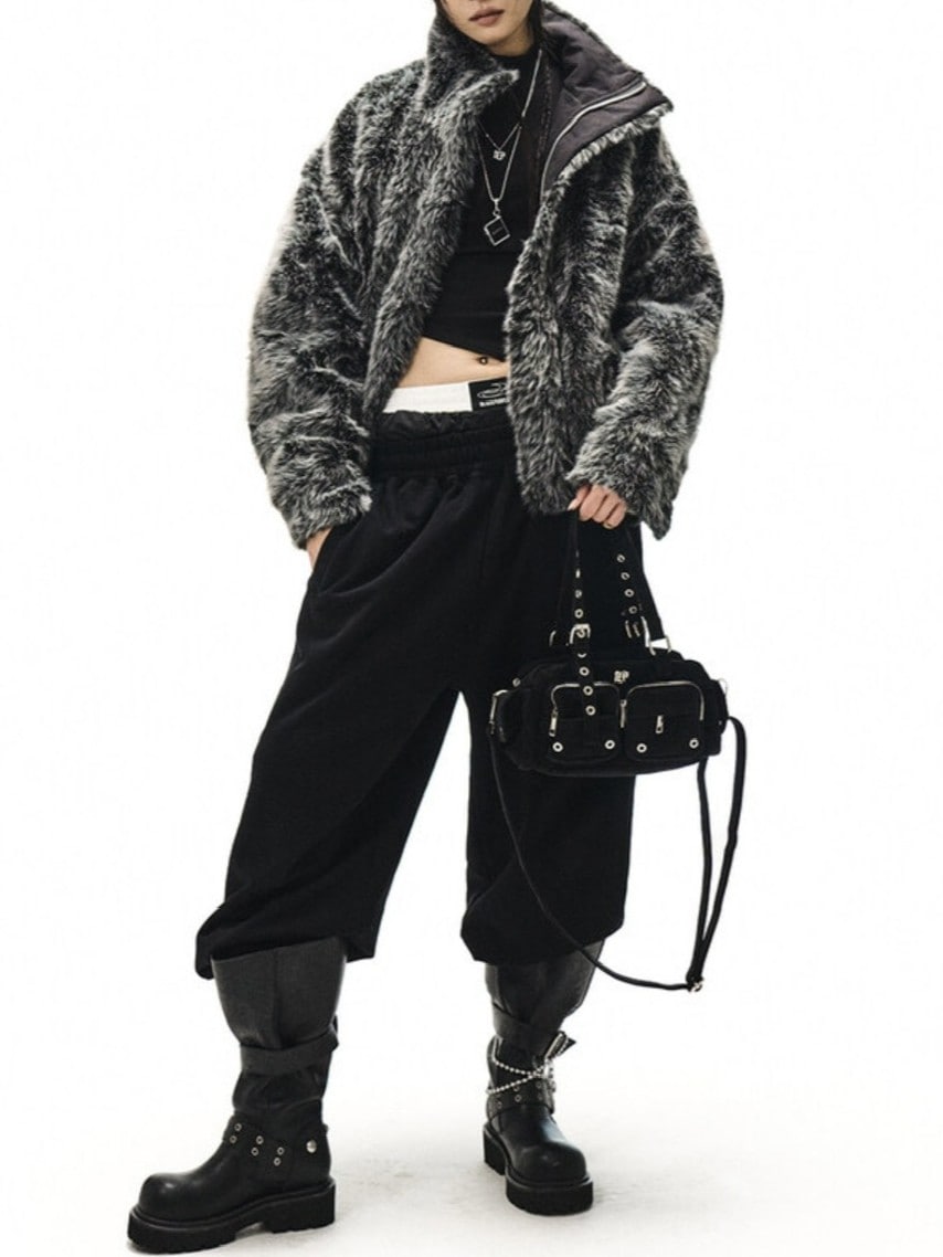 【BLACK PURPLE】 Crease Wide Boots