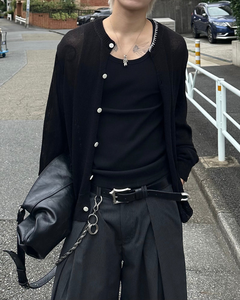 大阪店WEB限定受注制【Chikashitsu +】sheer soft knit cardigan (3color)