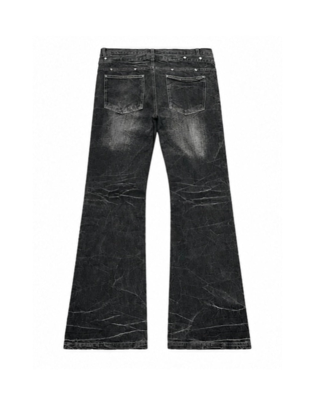 国際配送【Never mind the XU】Double waist  laceup flare denim pants