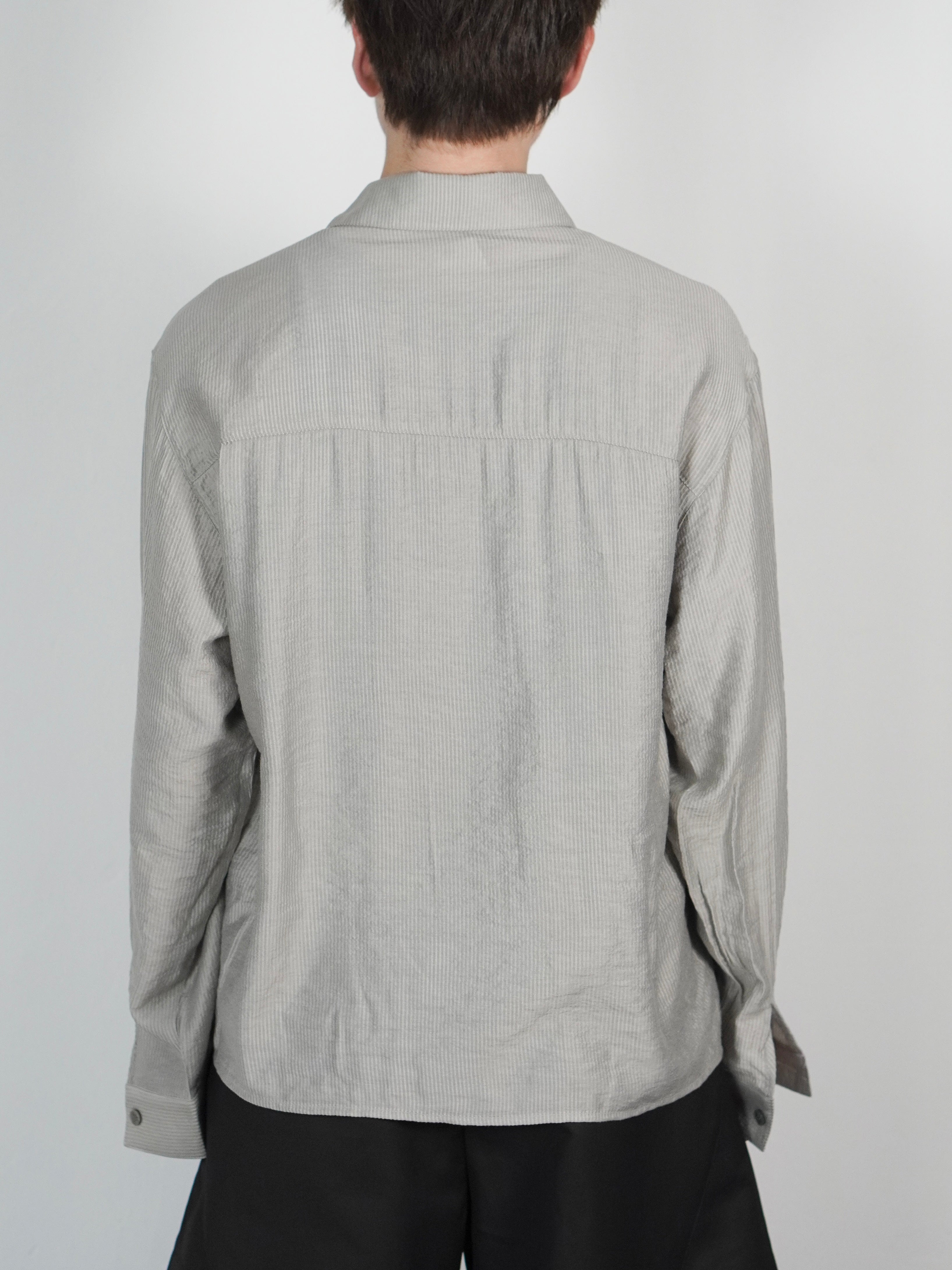 5/8 20:00 発売 受注制【Chikashitsu +】soft cropped stripe shirt (3color)