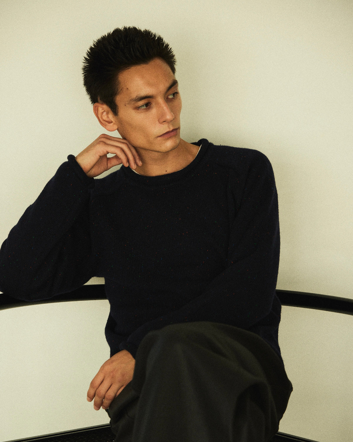 【CS】Cut-Off Nep Crewneck Knit